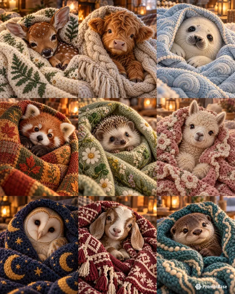 Cozy Animals Wrapped In Blankets