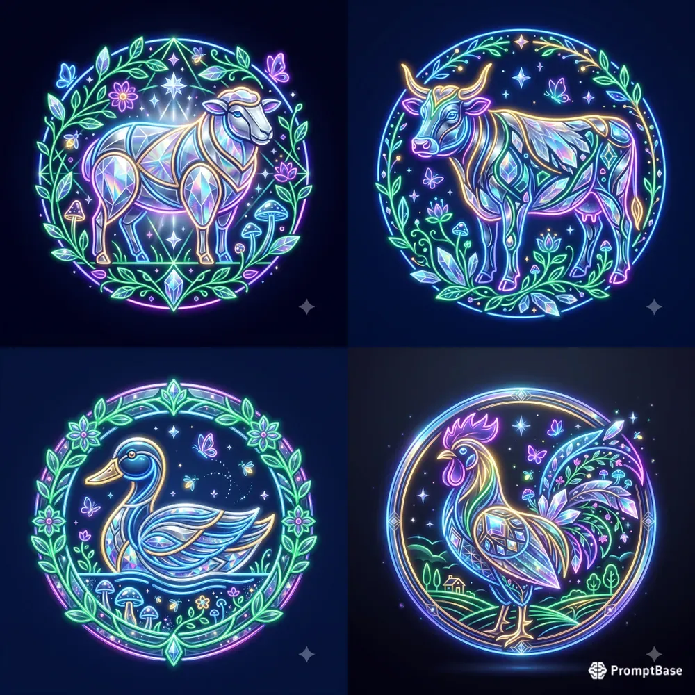 Neon Farm Friends