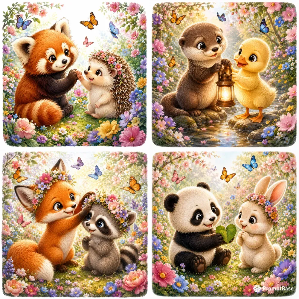 Whimsical Friendship Storybook Art