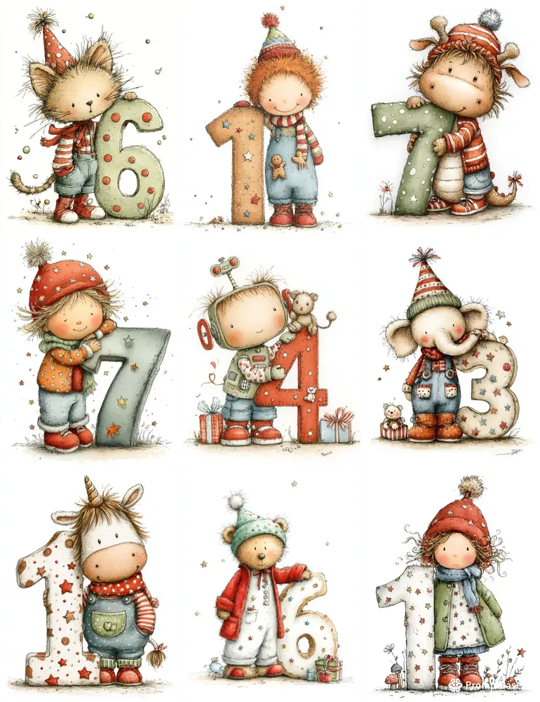 Birthday Cartoon Kid Character Cliparts