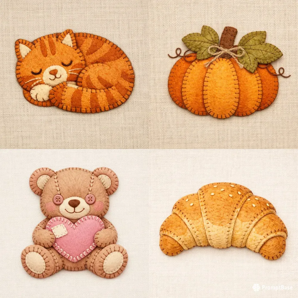 Handmade Textile Fabric Illustrations