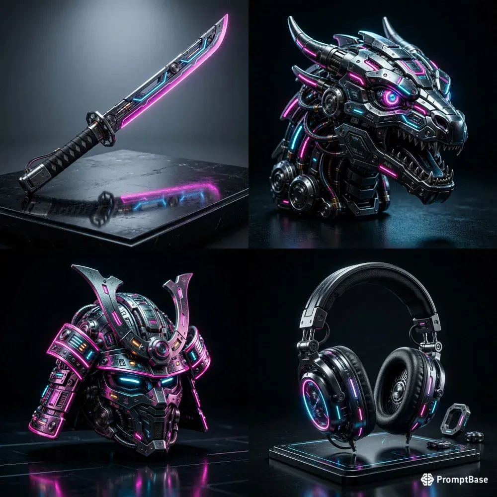 3D Cyberpunk Neon Glow Assets
