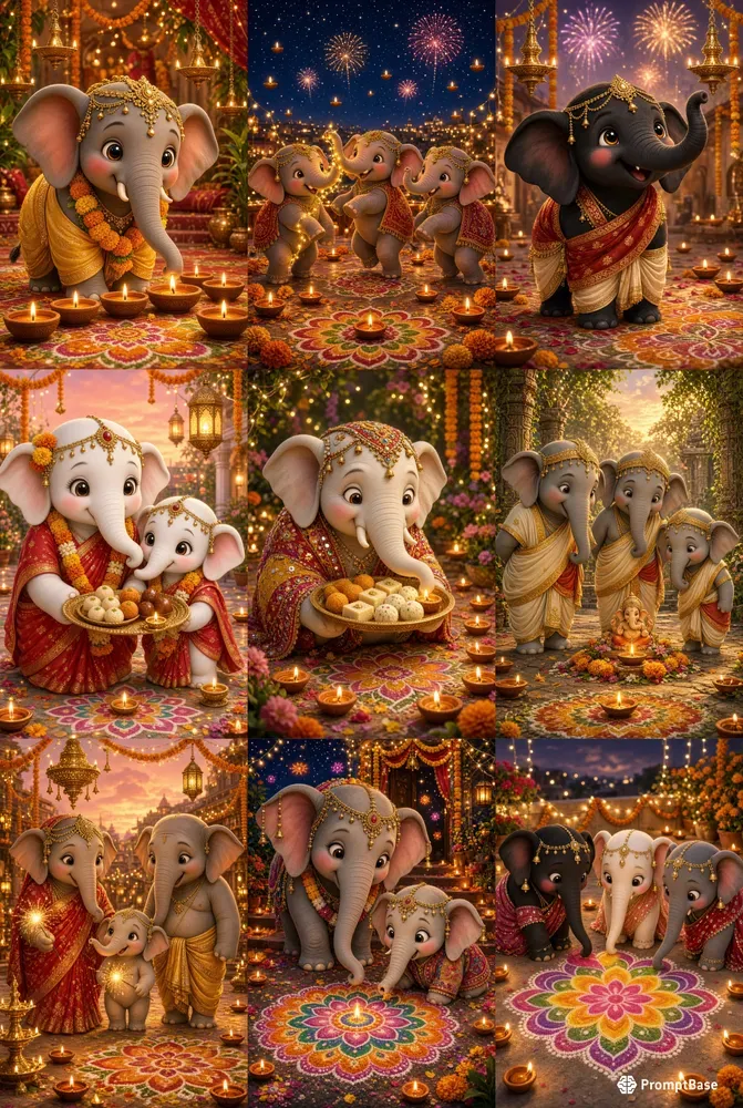 Diwali Baby Elephants 20 Packs