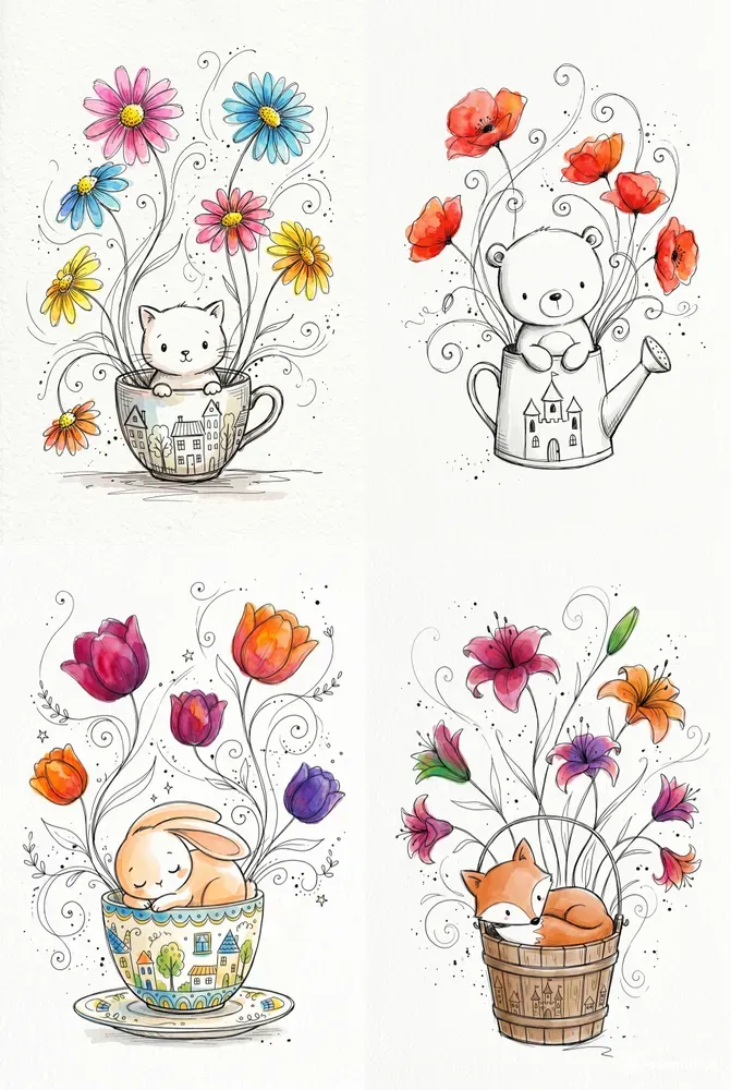 Whimsical Sketchy Ink Art Templates