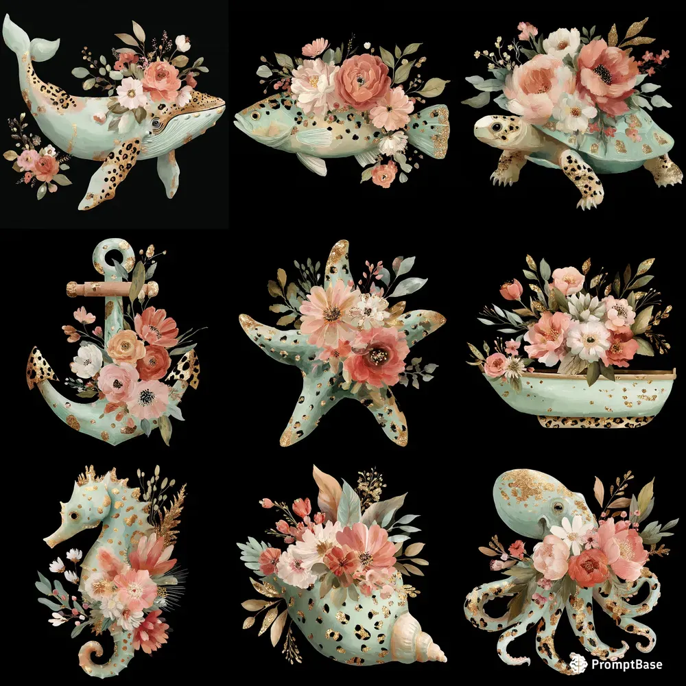 Magic Coral Reef Watercolor Cliparts