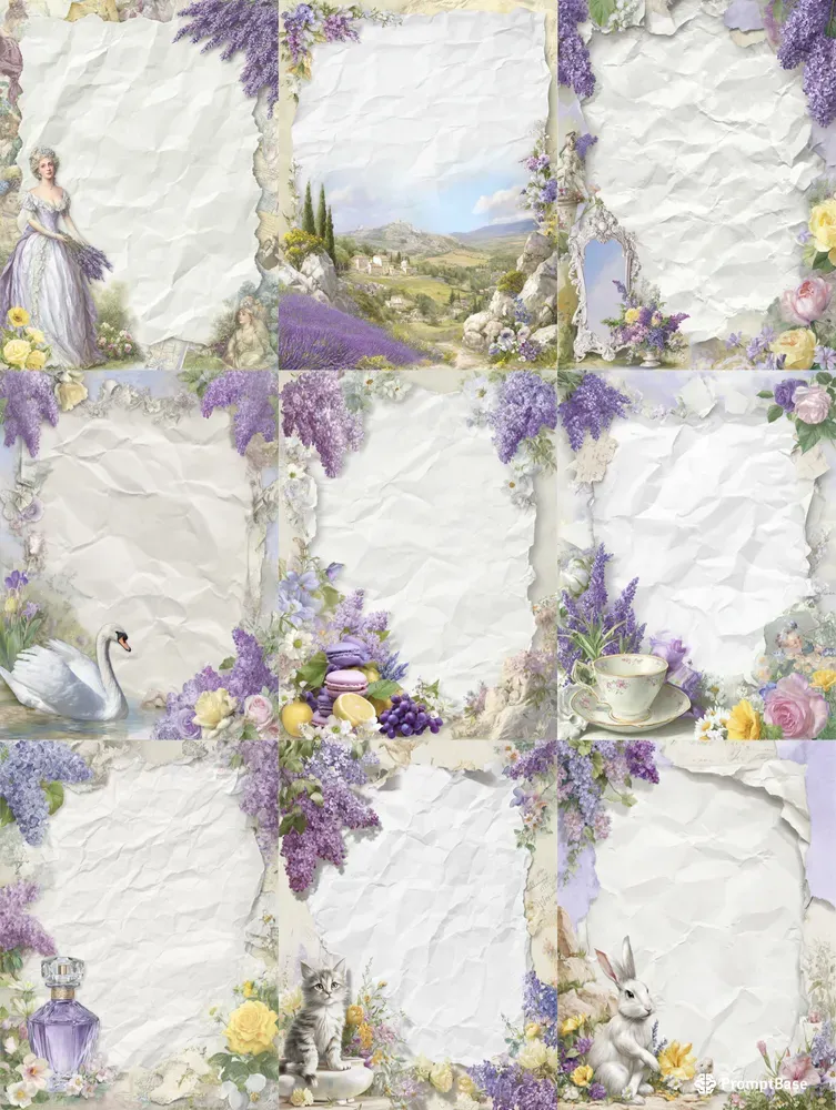 Lavender French Vintage Background Frames