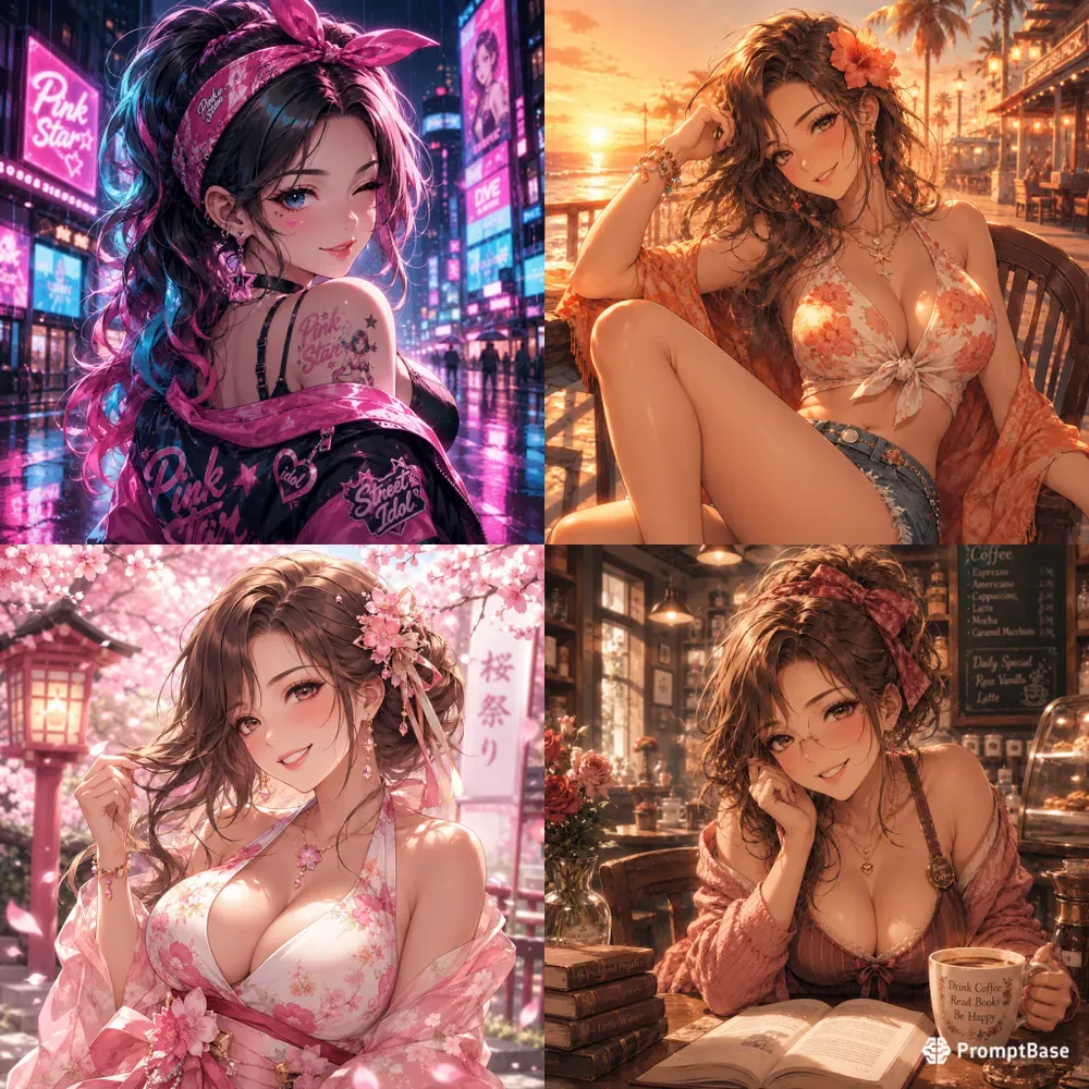 Flirty Anime Girlfriend Portraits