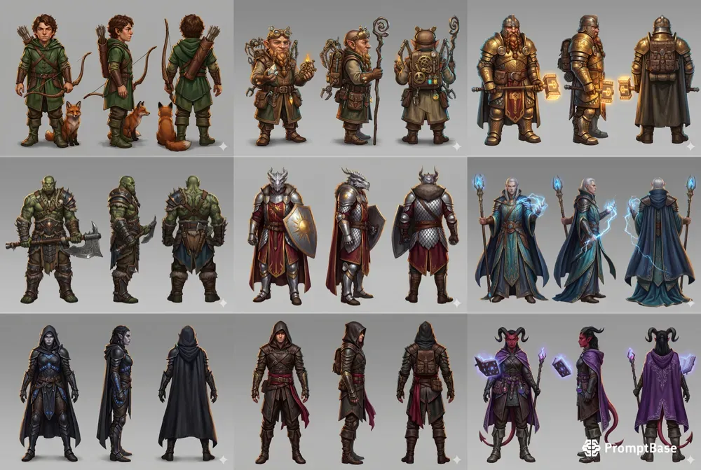 Fantasy RPG Characters Multiple Angles