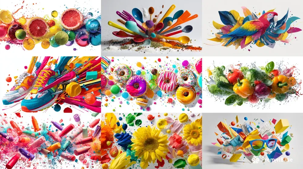 Neon Object Burst Collages
