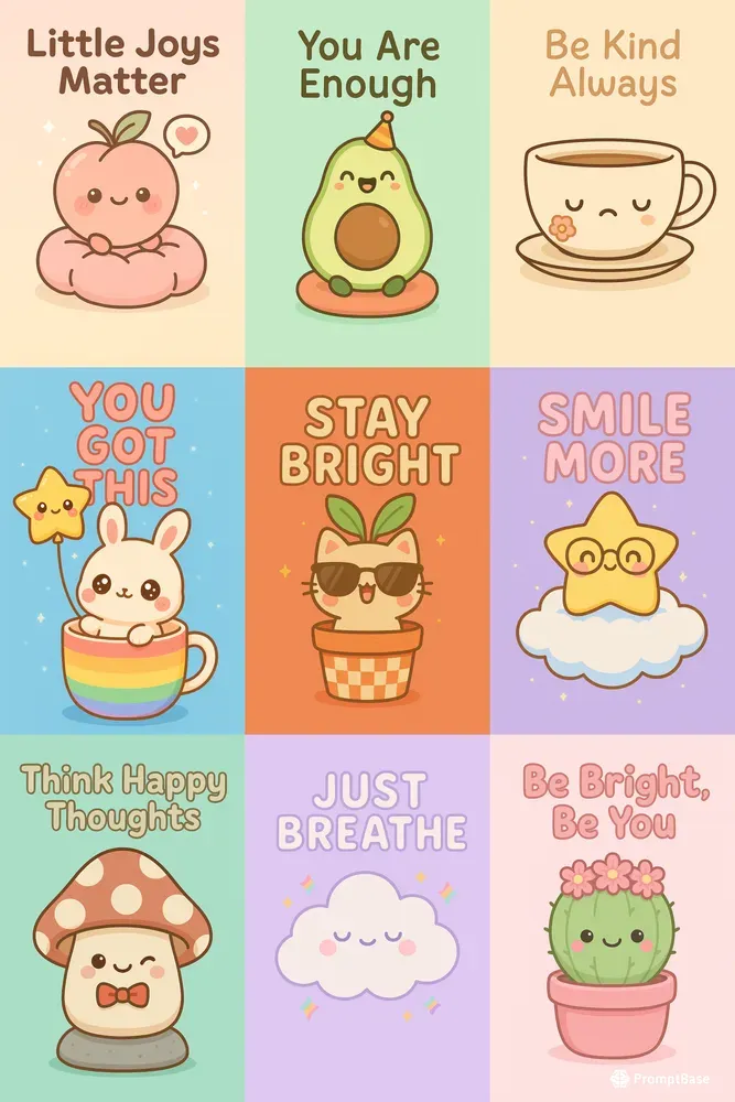 Kawaii Motivational Character Posters