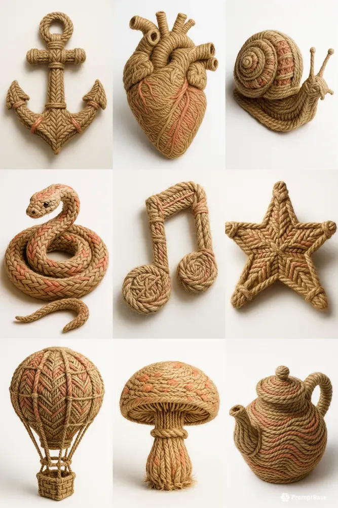 Rustic Rope Art Sculptures