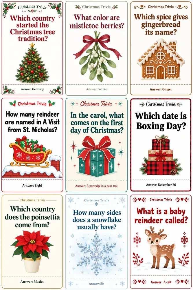 Christmas Trivia Game Cards