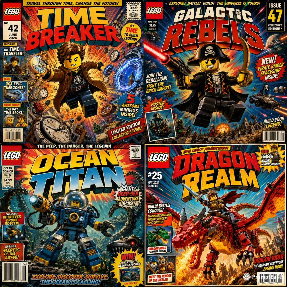 Lego Vintage Comic Covers