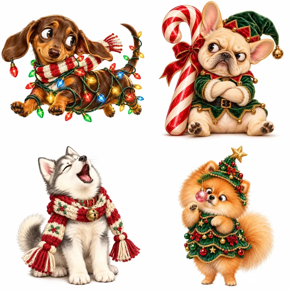 Christmas Puppy Mischief Cliparts