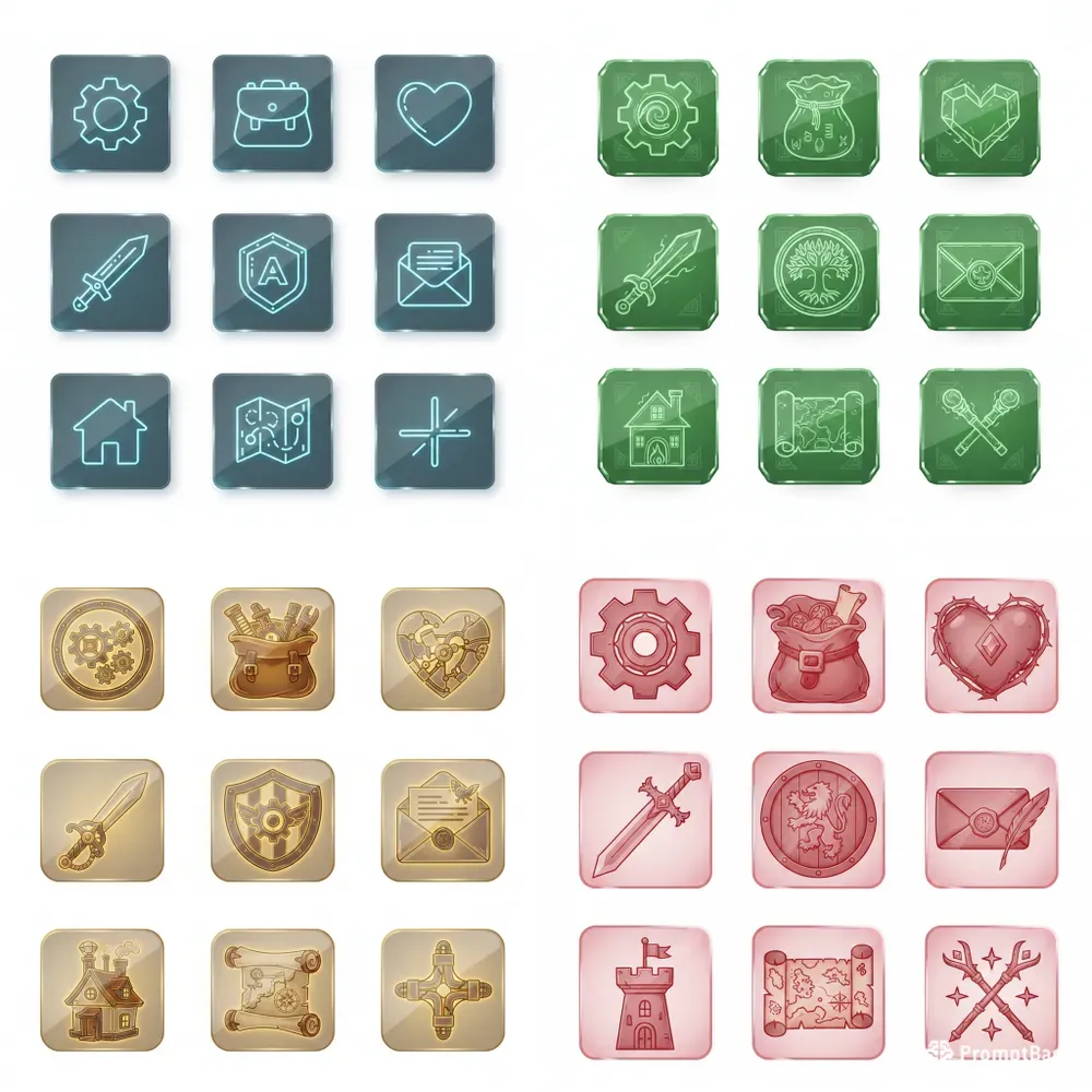 Glassmorphism UI Game Asset Kits