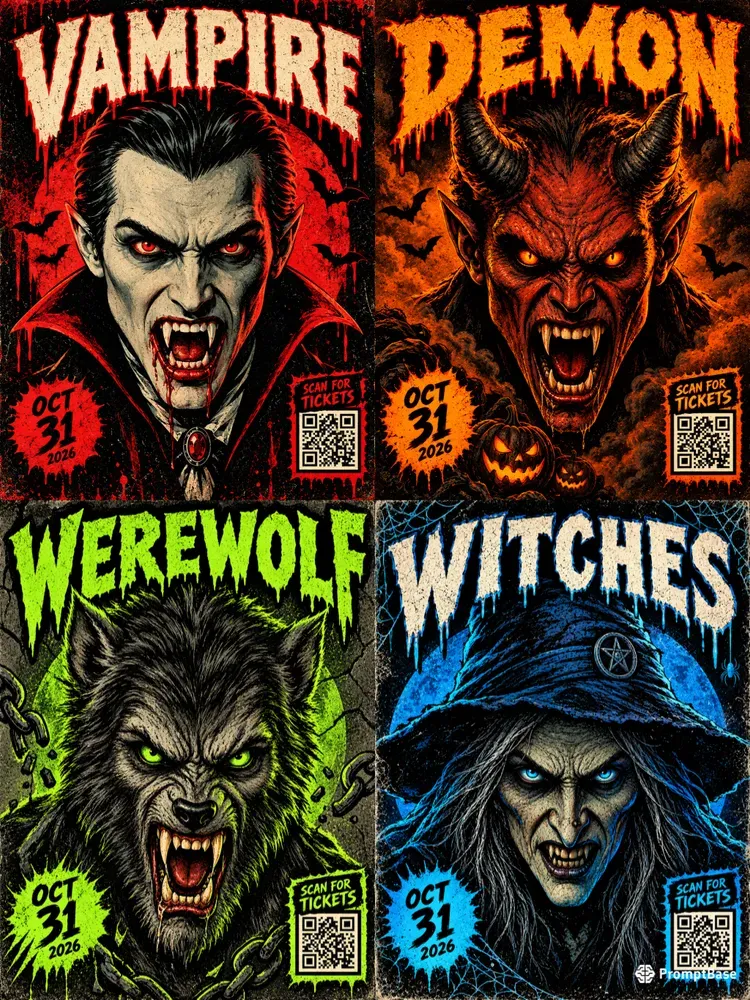 Comic Horror Party Poster Designs