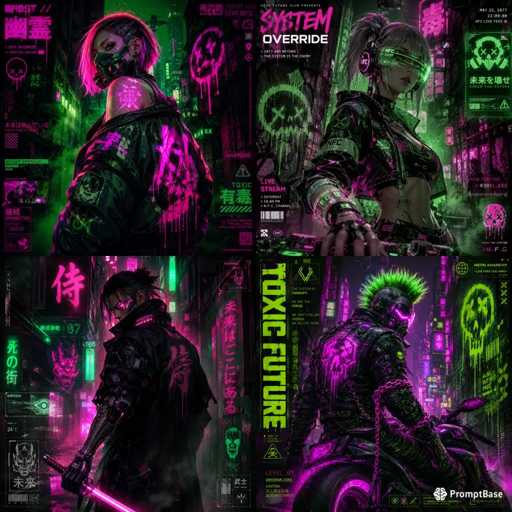 Neon Toxic Cyberpunk Posters