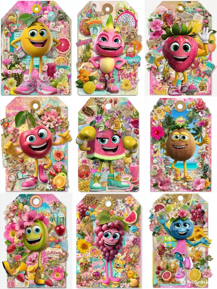 Summer Whimsical Fruit Product Tags