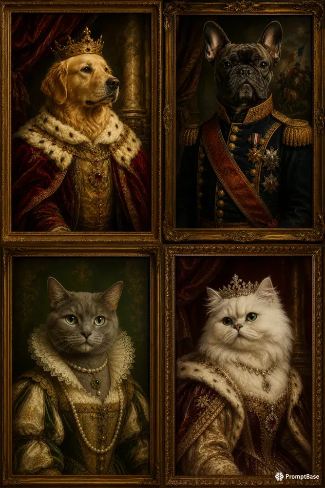 Royal Renaissance Pet Portrait Oils