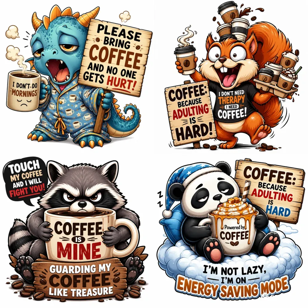 Cute Character Coffee Quote Tshirts