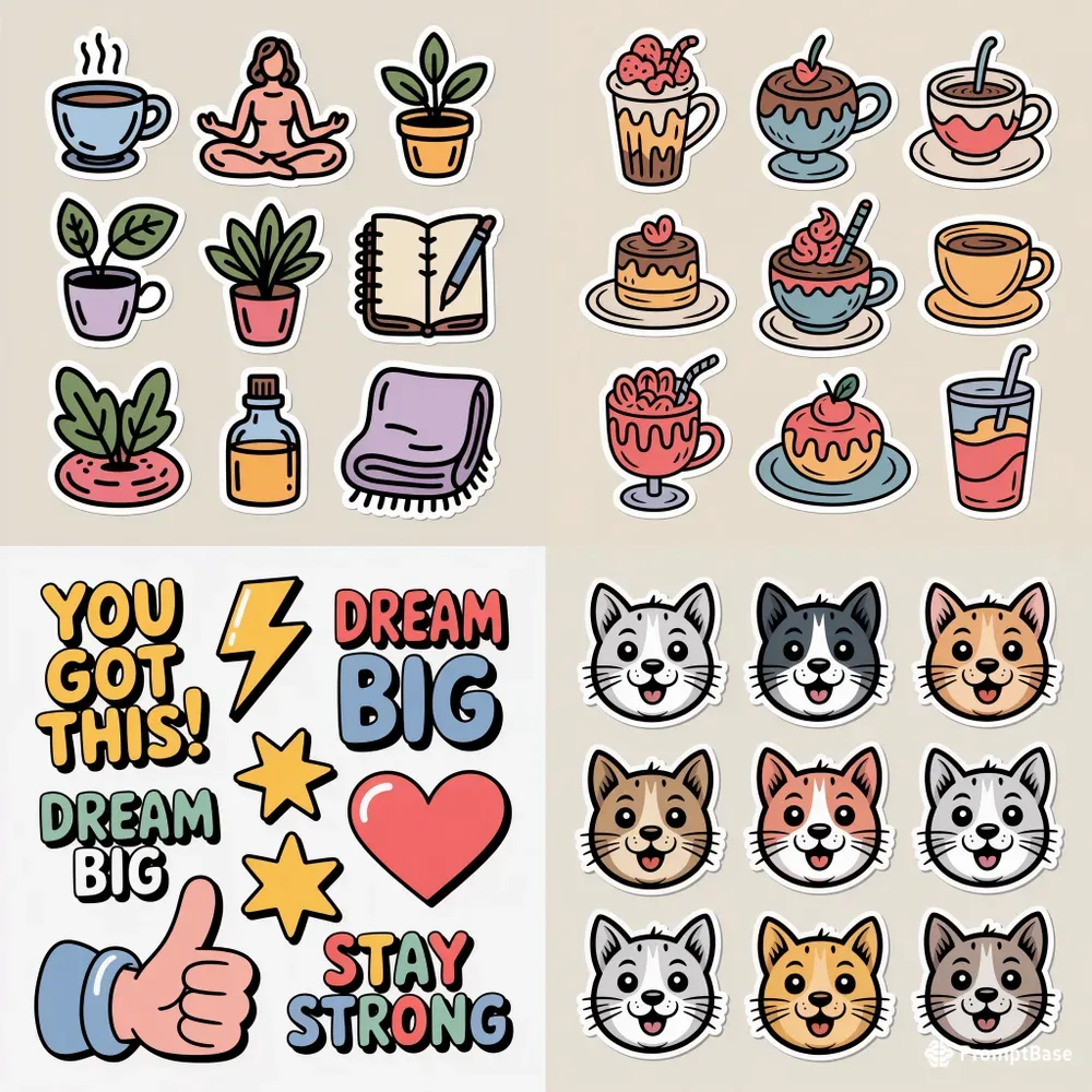 Hand Drawn Vector Sticker Sets