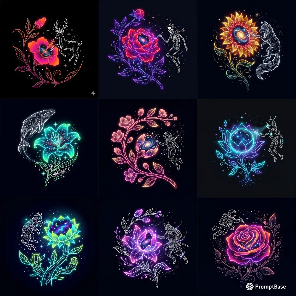 Cosmic Bloom Line Art Pros