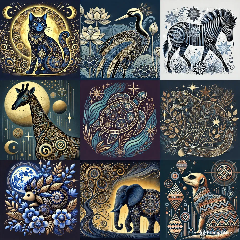 Mystical Midnight Animal Art