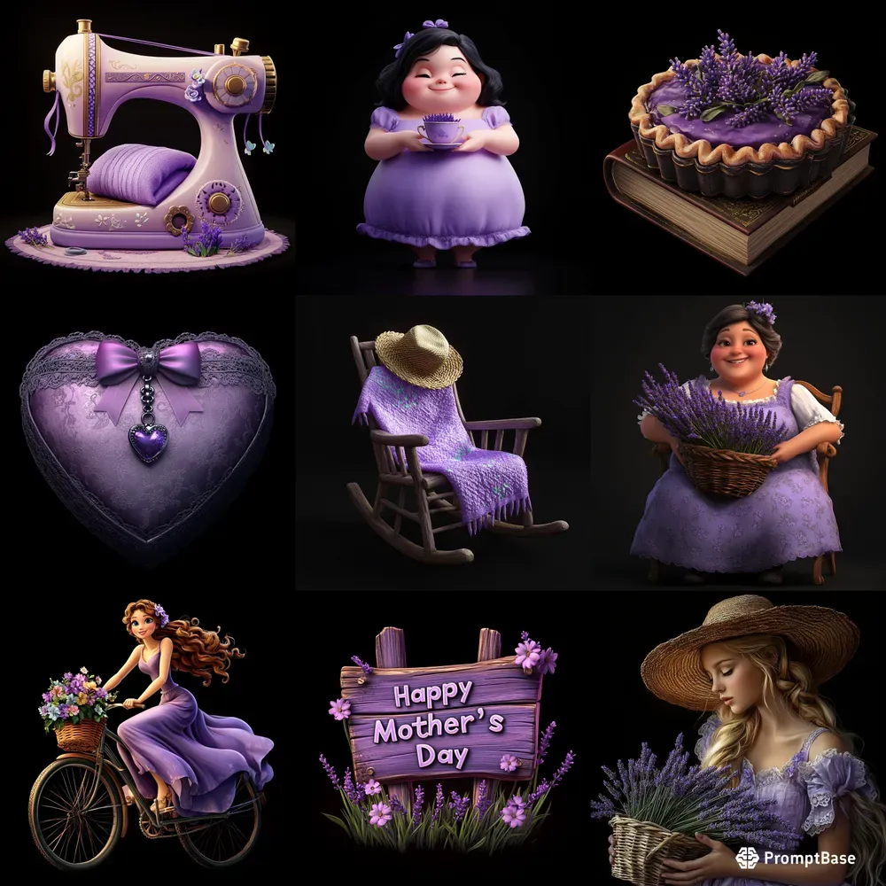 Pixar Style Lavender Mothers Day Cliparts