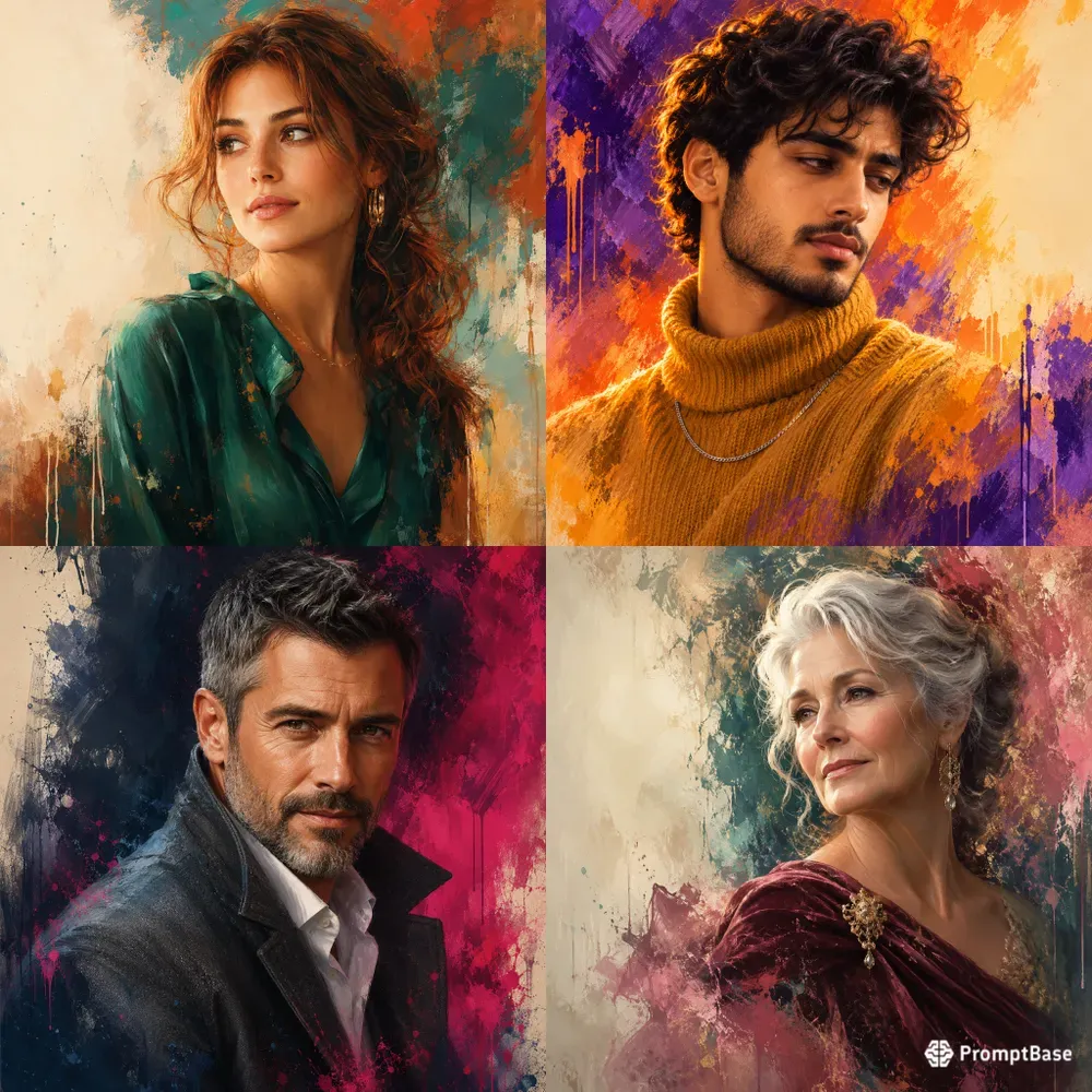 Painterly Portrait Color Splashes