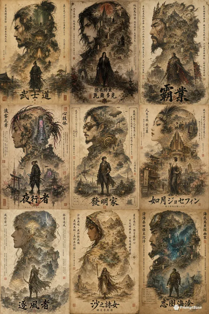 Sumie Portrait Map Art