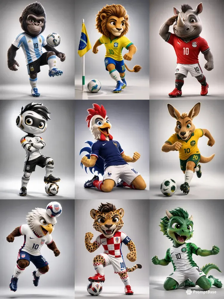 3D Football Mascots In Fifa Style