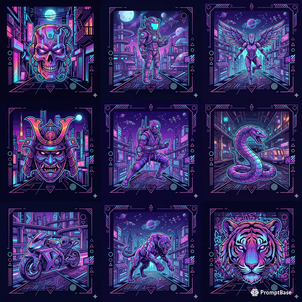 Neon Sunset Streetwear Artworks