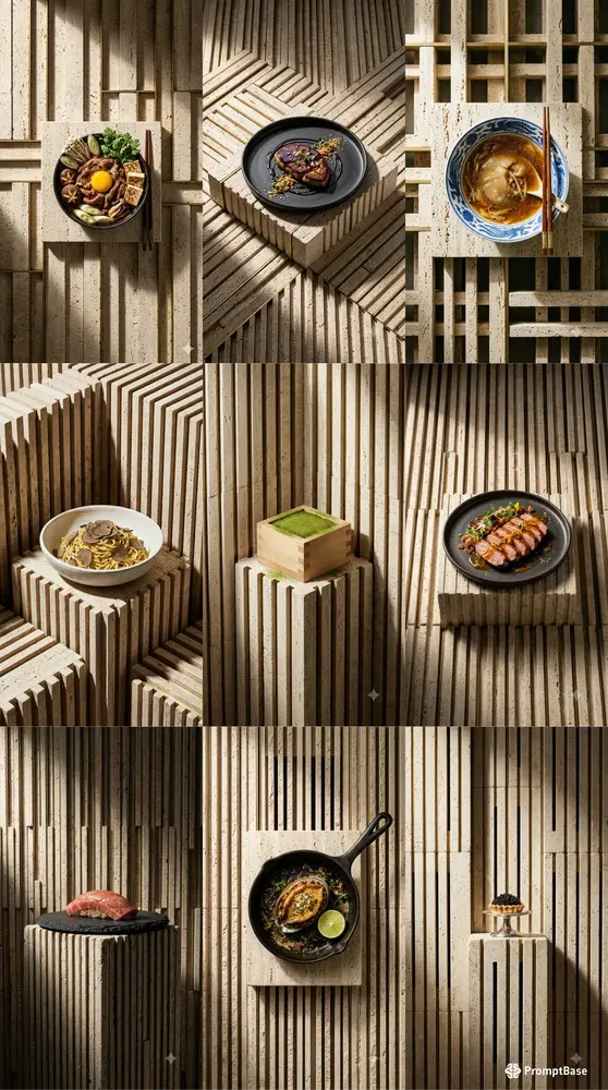 Raw Ribbed Travertine Menu Food Stages