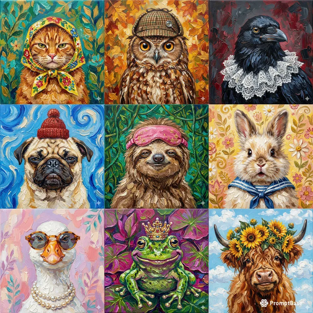 Quirky Painterly Animal Portraits