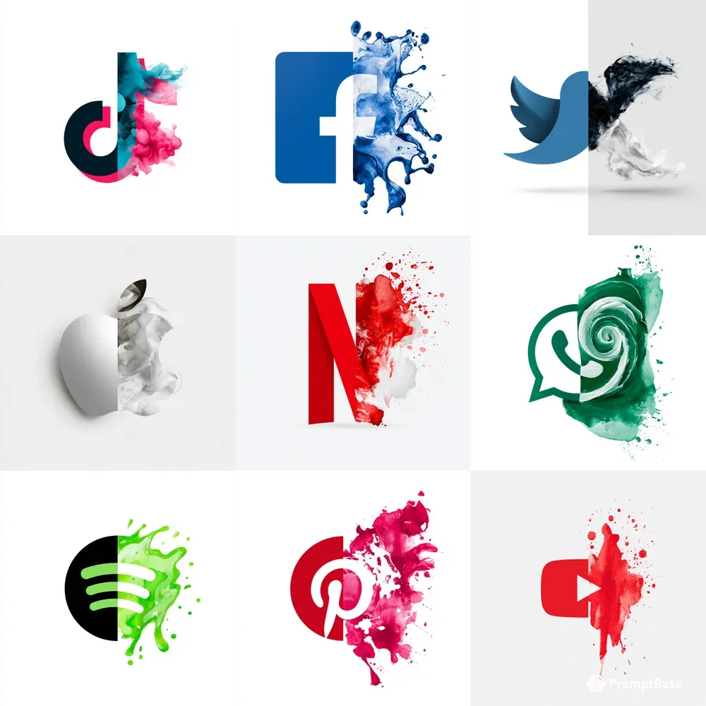 Split Tone Social Media Icon Logos