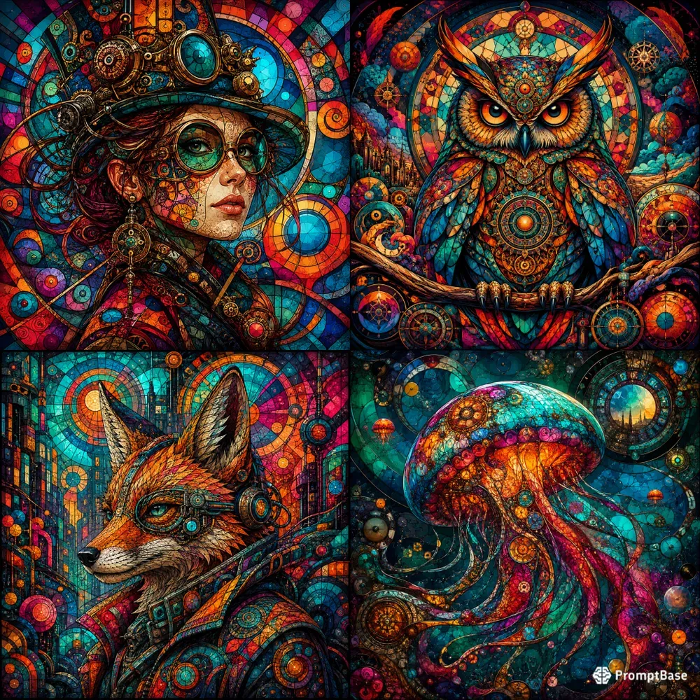 Steampunk Girl Mosaic Fantasy Art
