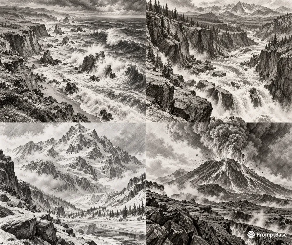 Epic Landscapes Pencil Sketch Collections