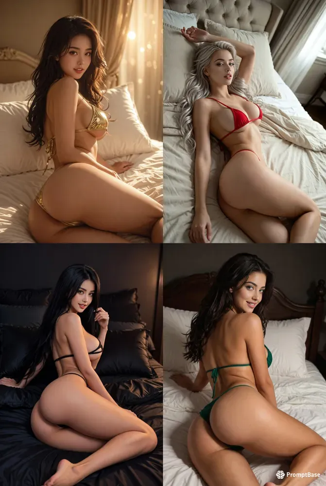 Seductive Bikini Beauties On Beds