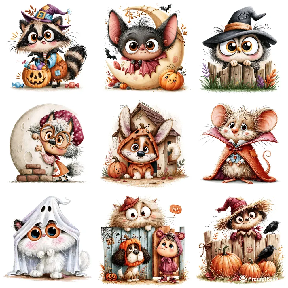 Cute Halloween Animals And Characters