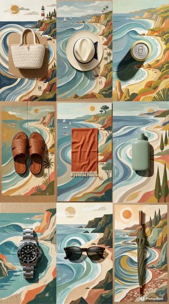 Retro Midcentury Ocean Product Layouts