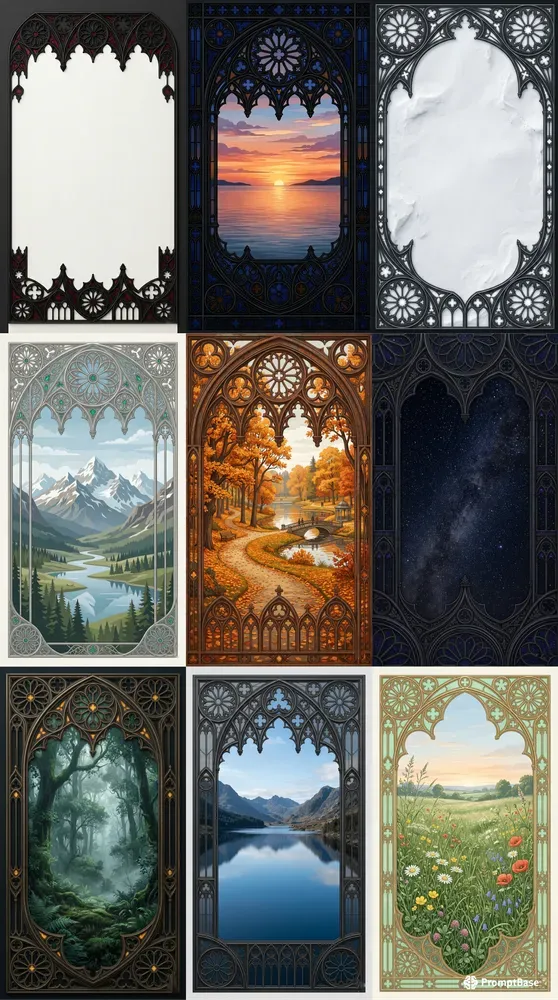 Slim Gothic Rose Window Overlays