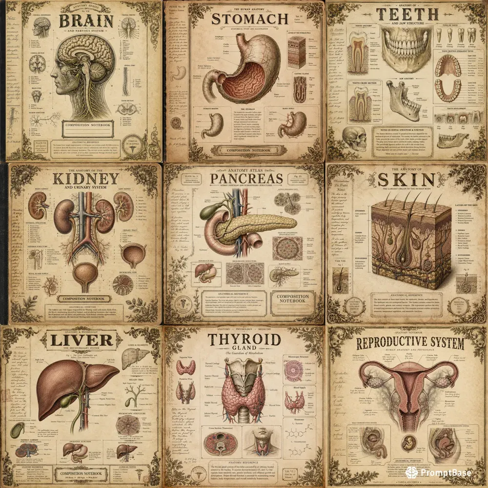 Vintage Anatomy Notebook Masters