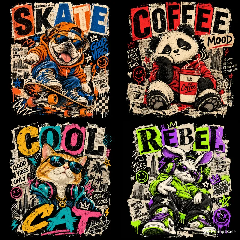 Retro Pop Art Animal Tshirt Designs
