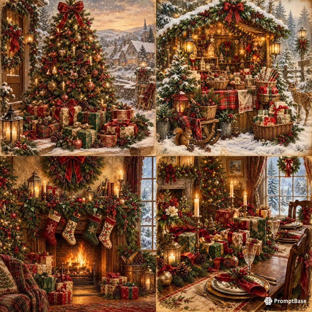 Vintage Christmas Gift Scenes