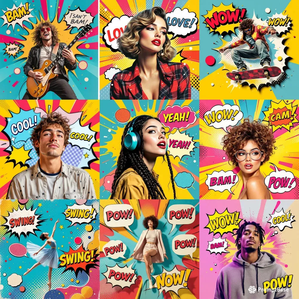 Retro Pop Art Comic Collage Portraits