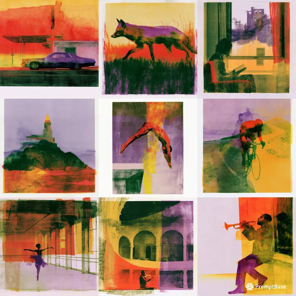Textured Monoprint Editorial Illustrations