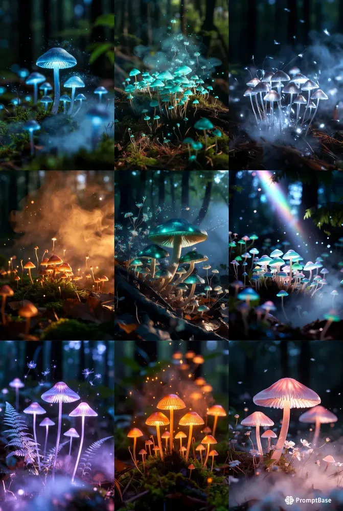 Luminous Mushroom Grove Spirit Portraits