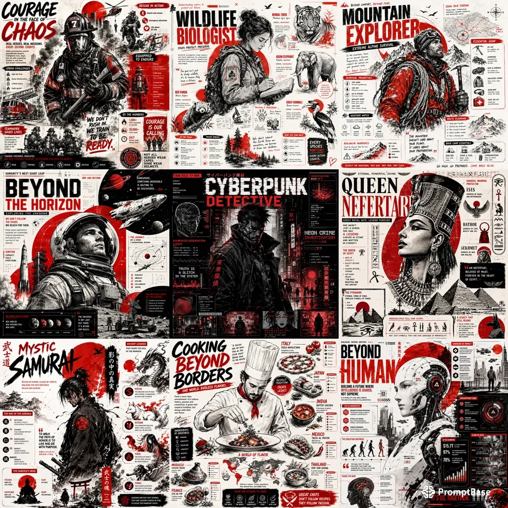 Bold Red Editorial Infographics