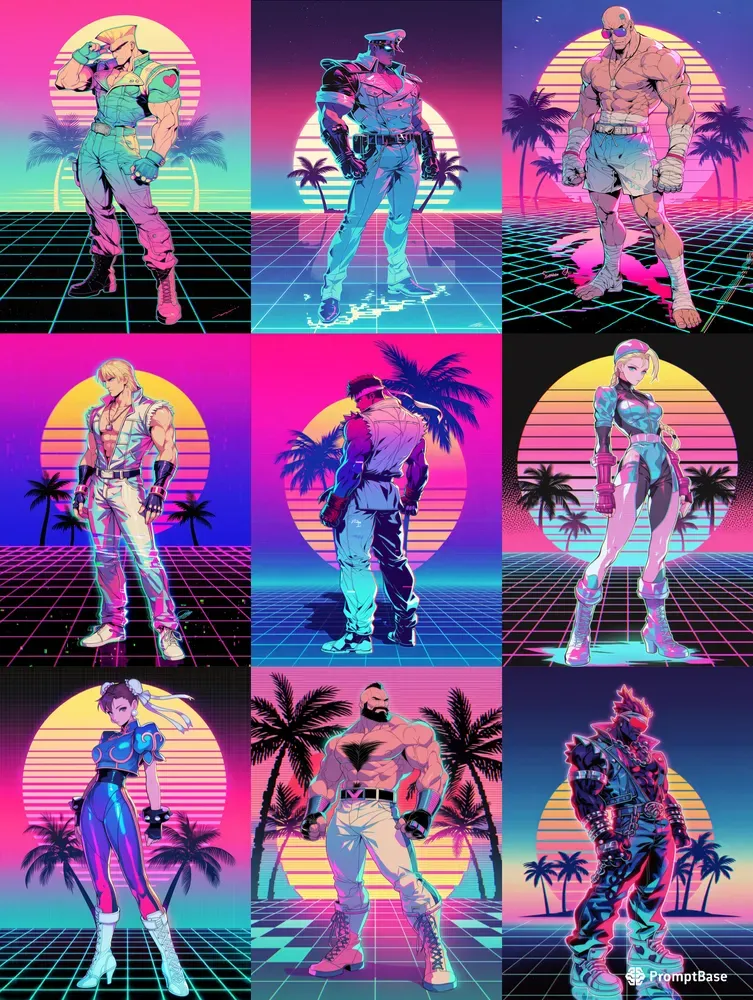 Street Fighter Vaporwave Reimaginings