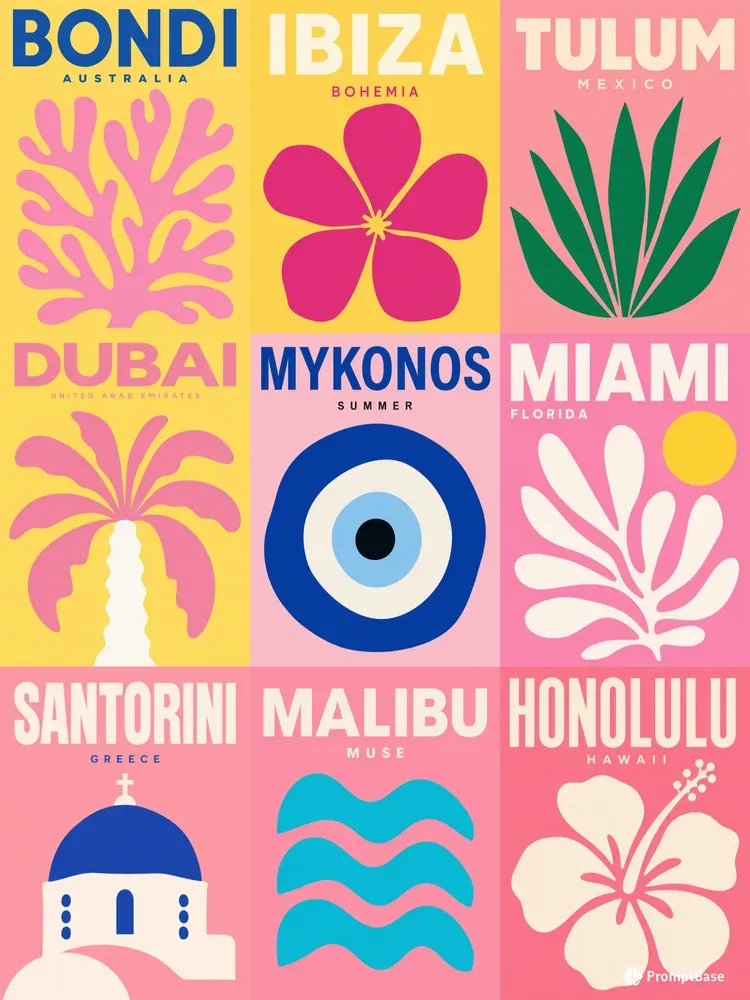 Retro Minimalist Travel Art Posters